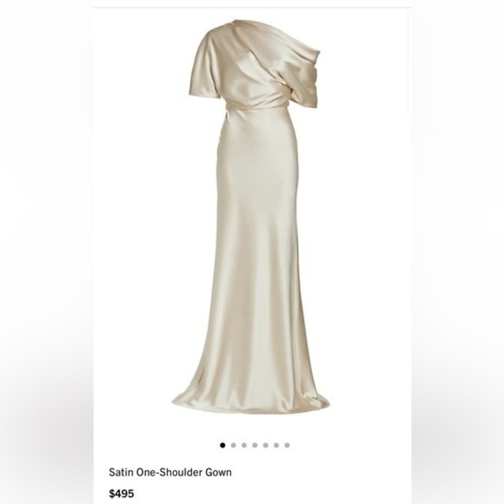 Amsale Satin One-Shoulder Maxi Gown in Ivory